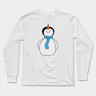 Blue Scarf Snowman Long Sleeve T-Shirt